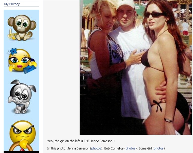  star Jenna Jameson while wearing a t-shirt advertising her website.